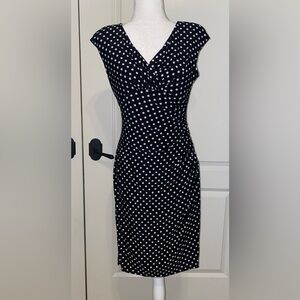 Lauren by Ralph Lauren Black Dress w/ White Polka Dots Size 4